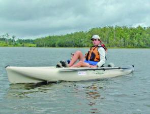 A cruising speed of 5km/h is easily achievable in the pedal-powered Hobie Outback.